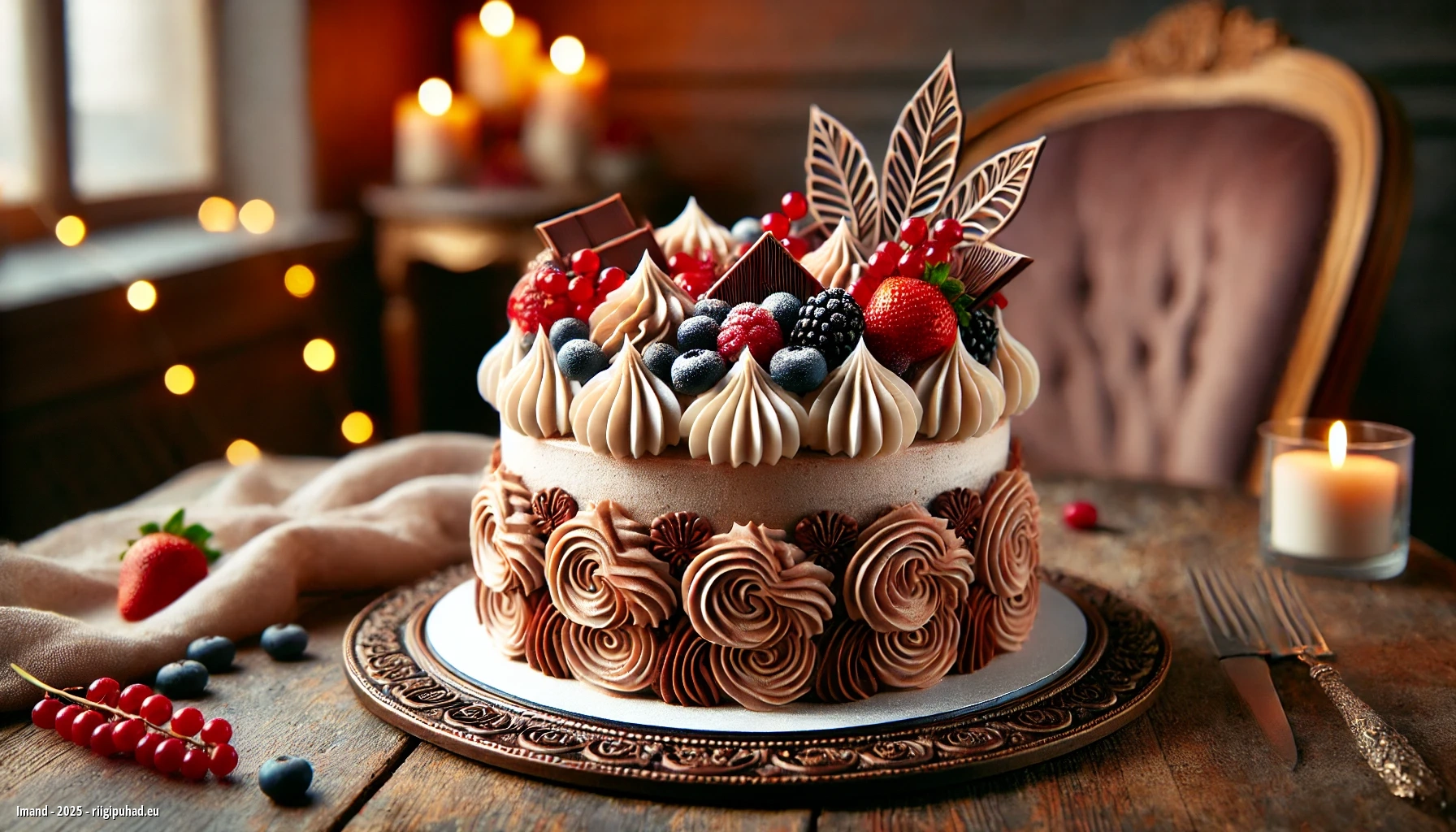 Imandi nimepäeva tähistamine tordiga kaetud laua taga