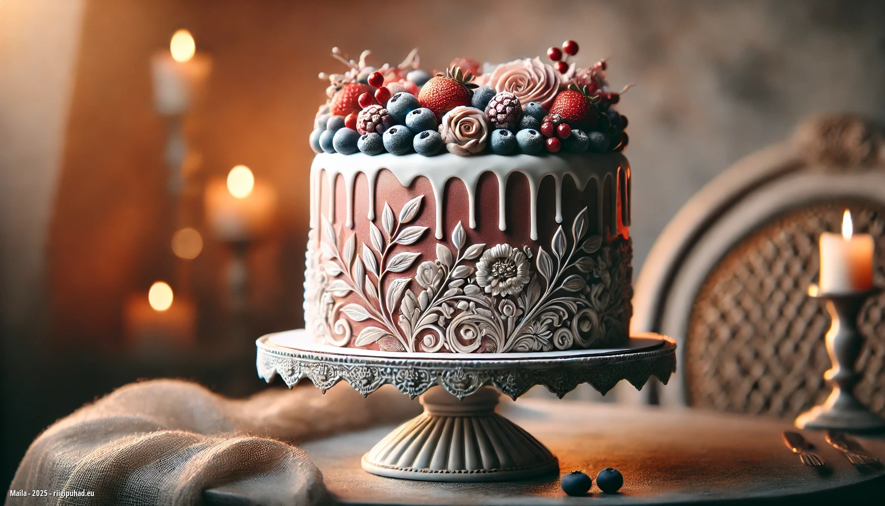 Maila nimepäeva tähistamine tordiga kaetud laua taga