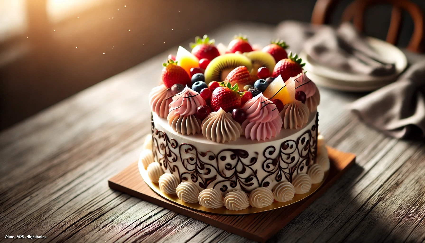 Valme nimepäeva tähistamine tordiga kaetud laua taga