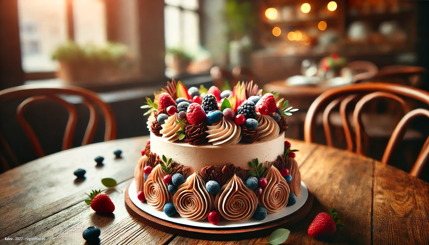 Kalevi nimepäeva tähistamine tordiga kaetud laua taga