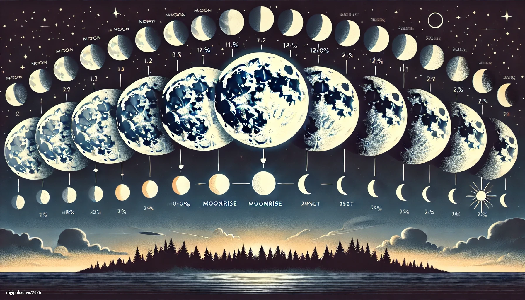 Kuu faasid - illustreeriv pilt 2026